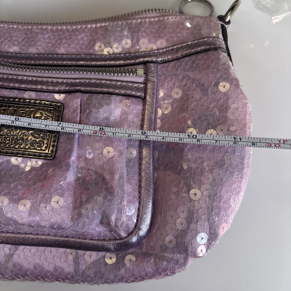 Vtg COACH Poppy Pink Purple Sequin Signature C Shoulder Bag Mcbling Y2K - Picture 13 of 14